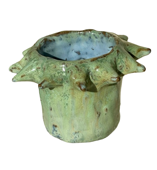 Green spiked planter